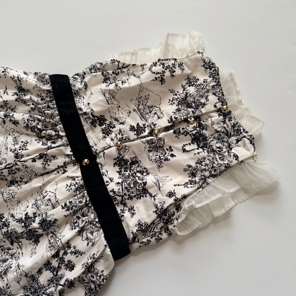 Janie and Jack Ruffle Trim Toile Dress - Size 4 - Excellent - Picture 8 of 9